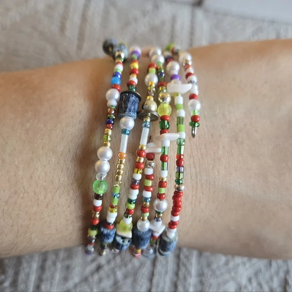 Beaded Bracelets Handmade Unique Set of Two - Picture 6 of 7